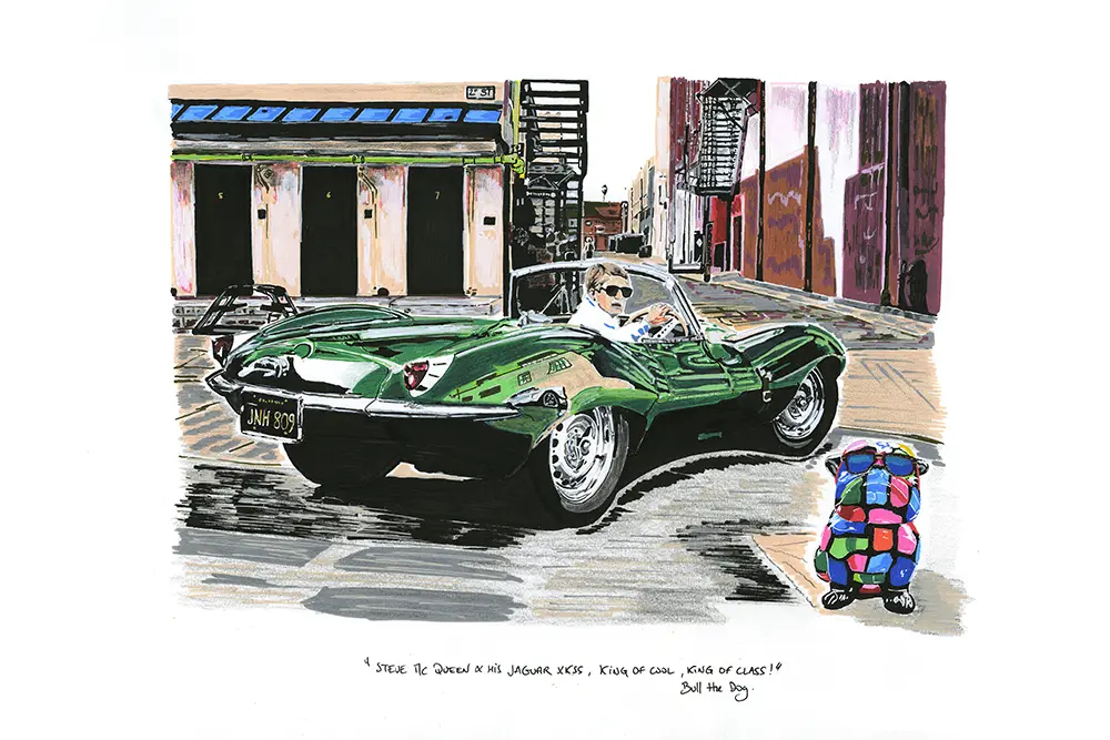 steve-mc-queen-and-his-jaguar-xkss — Steve Mc Queen and his Jaguar XKSS — BIXHOPE ART