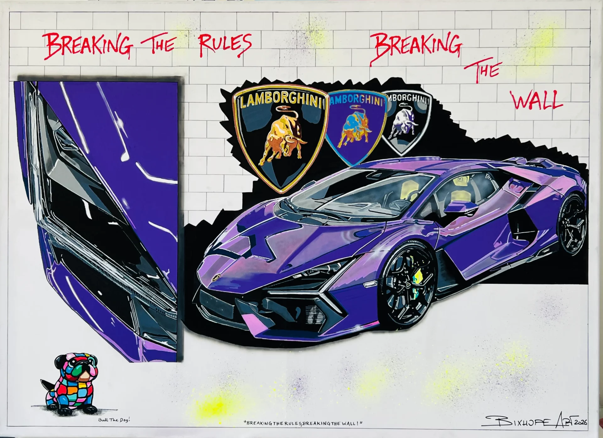 Tableau déco Lamborghini - Breaking the Rules, Breaking the Wall par Bixhope Art.