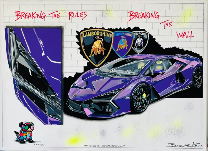 Tableau déco Lamborghini - Breaking the Rules, Breaking the Wall par Bixhope Art.
